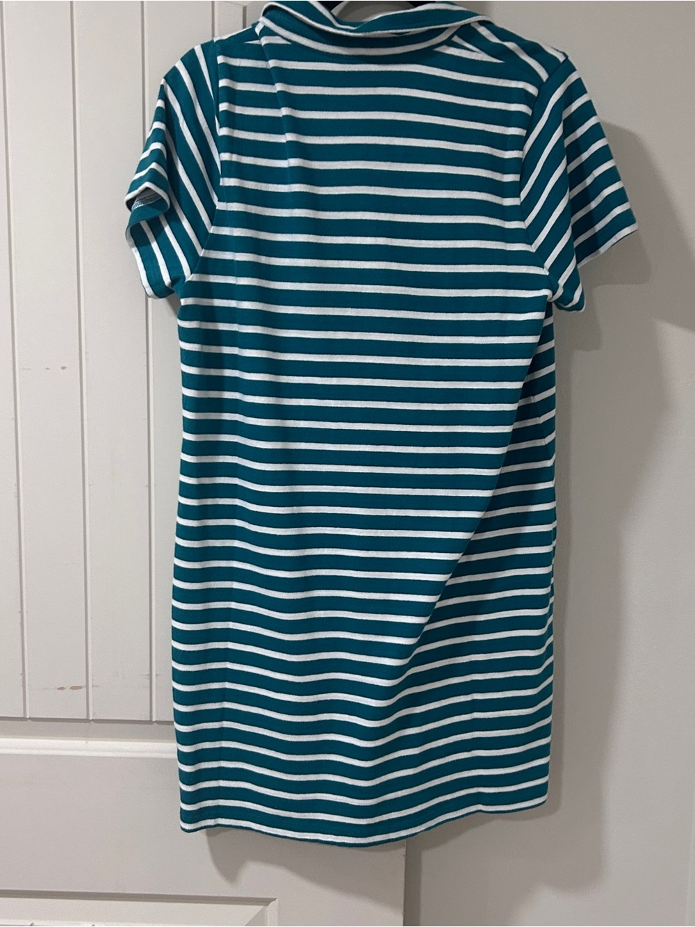J. Crew Teal and White Striped Polo Top - Picture 3 of 3